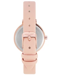 Nine West Women's Quartz Pink Faux Leather Band and Floral Pattern Watch, 36.5mm