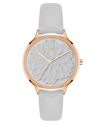 Nine West Women's Quartz Gray Faux Leather Band Watch, 34.5mm