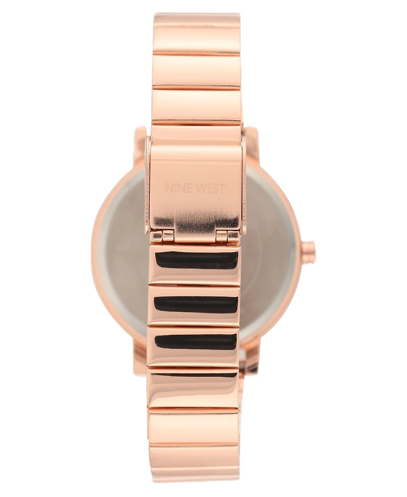 Nine West Women's Quartz Rose Gold-Tone Stainless Steel Cut Edge Bracelet Watch, 36mm