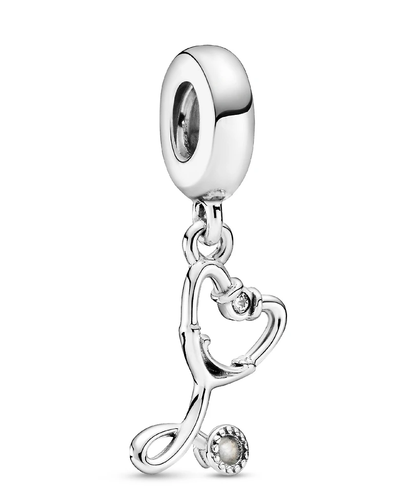 Pandora Cubic Zirconia Stethoscope Heart Dangle Charm