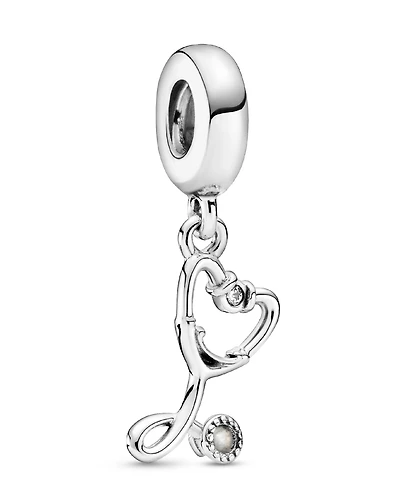 Pandora Cubic Zirconia Stethoscope Heart Dangle Charm