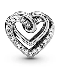Pandora Cubic Zirconia Sparkling Entwined Hearts Charm