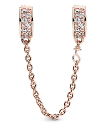 Pandora Sterling Silver Clear Pave Safety Chain Clip Charm