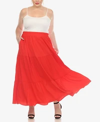 White Mark Plus Pleated Tiered Maxi Skirt