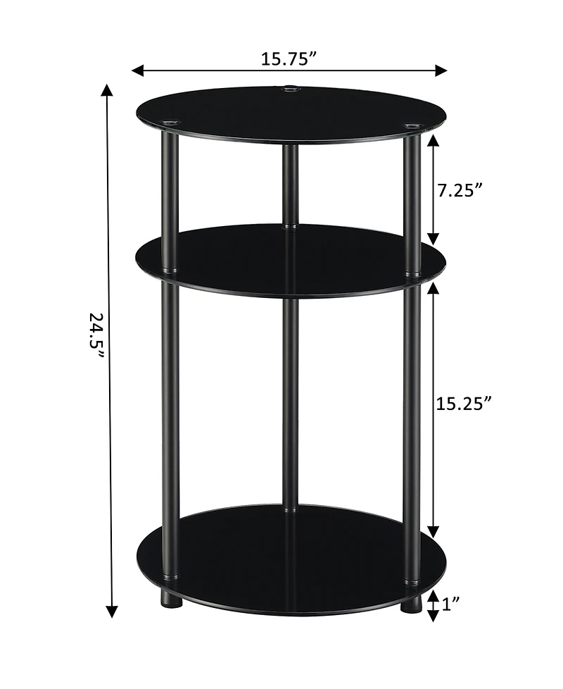 Convenience Concepts 15.75" Glass Designs2Go 3 Tier Round Table