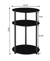 Convenience Concepts 15.75" Glass Designs2Go 3 Tier Round Table