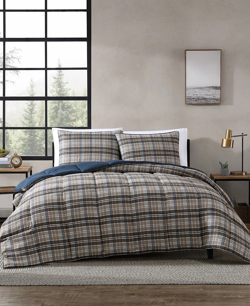 Eddie Bauer Rugged Plaid Microsuede Reversible Comforter Set, King
