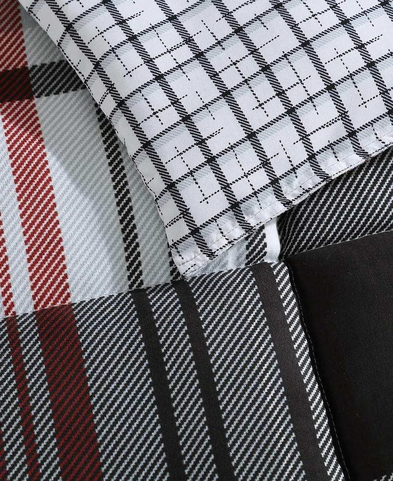 Closeout! Eddie Bauer Normandy Plaid Micro Suede Reversible Piece Duvet Cover Set