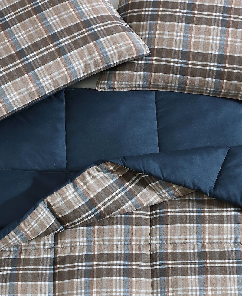 Closeout! Eddie Bauer Rugged Plaid Micro Suede Reversible 3 Piece Duvet Cover Set, King