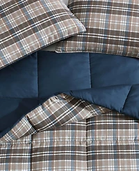Closeout! Eddie Bauer Rugged Plaid Micro Suede Reversible 3 Piece Duvet Cover Set, King