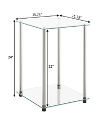 Convenience Concepts 15.75" Glass Designs2Go 2 Tier Square End Table