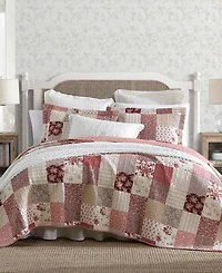 Laura Ashley Celina Patchwork Cotton Reversible 3-Piece Quilt Set, King