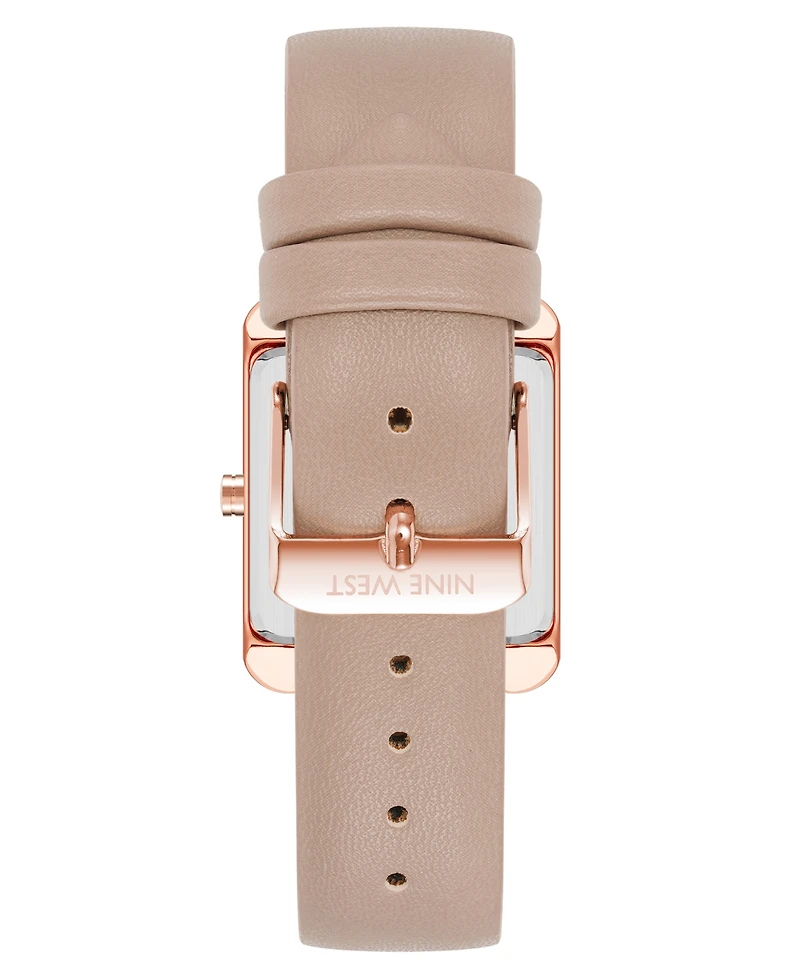 Nine West Women's Quartz Square Taupe Faux Leather Band Watch, 29mm