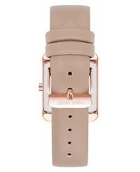 Nine West Women's Quartz Square Taupe Faux Leather Band Watch, 29mm