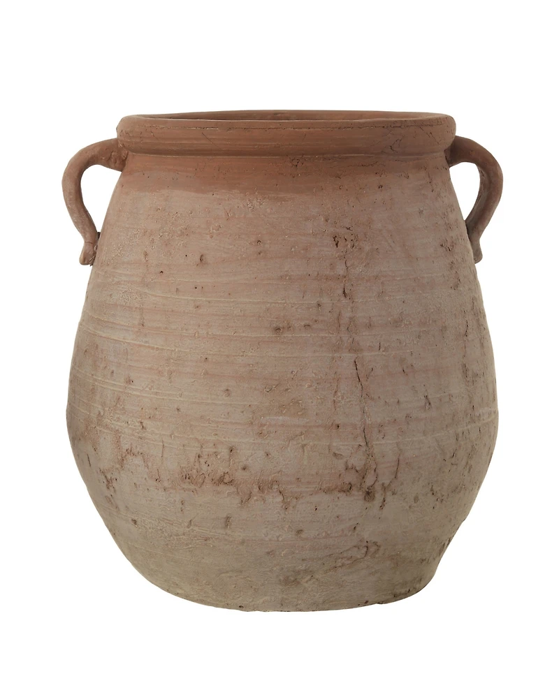 Large Orange Whitewashed Terracotta Urn