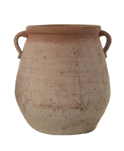 Large Orange Whitewashed Terracotta Urn