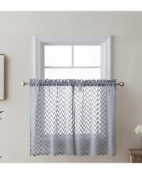 Hlc.me Herringbone Lace Sheer Kitchen Cafe Curtain Tiers for Small Windows & Bathroom