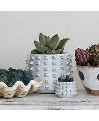 Stoneware Sculptural Planter with Raised Dots Vase