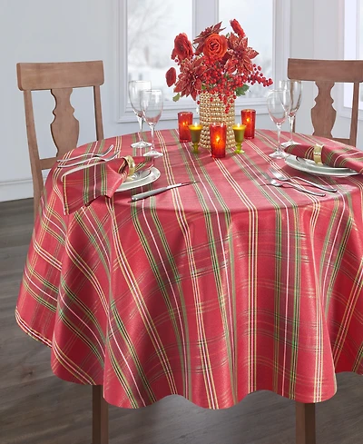 Elrene Shimmering Plaid Tablecloth - 60" x 84" Oval