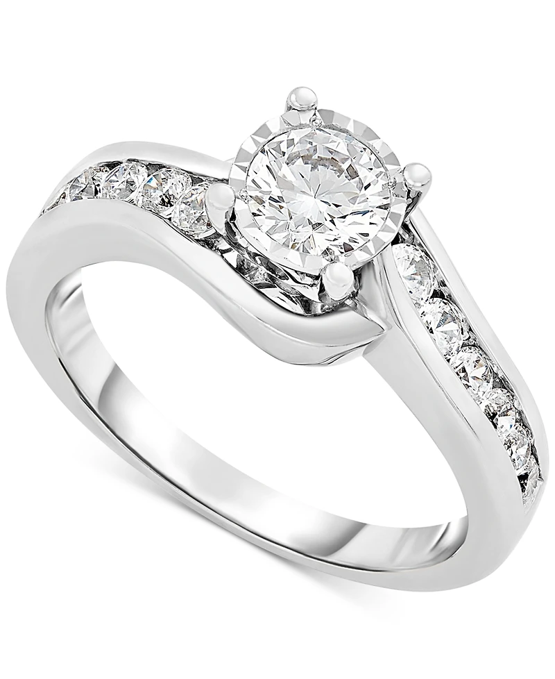 Diamond Swirl Channel-Set Engagement Ring (1 ct. t.w.) in 14k White Gold