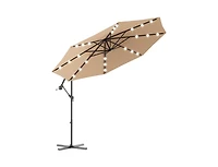 10 ft Patio Hanging Solar Led Umbrella Sun Shade with Cross Base