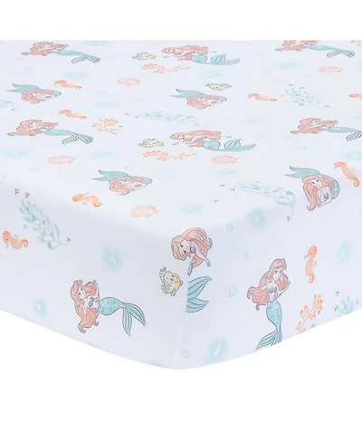 Bedtime Originals Disney Baby The Little Mermaid White Fitted Crib Sheet - Ariel