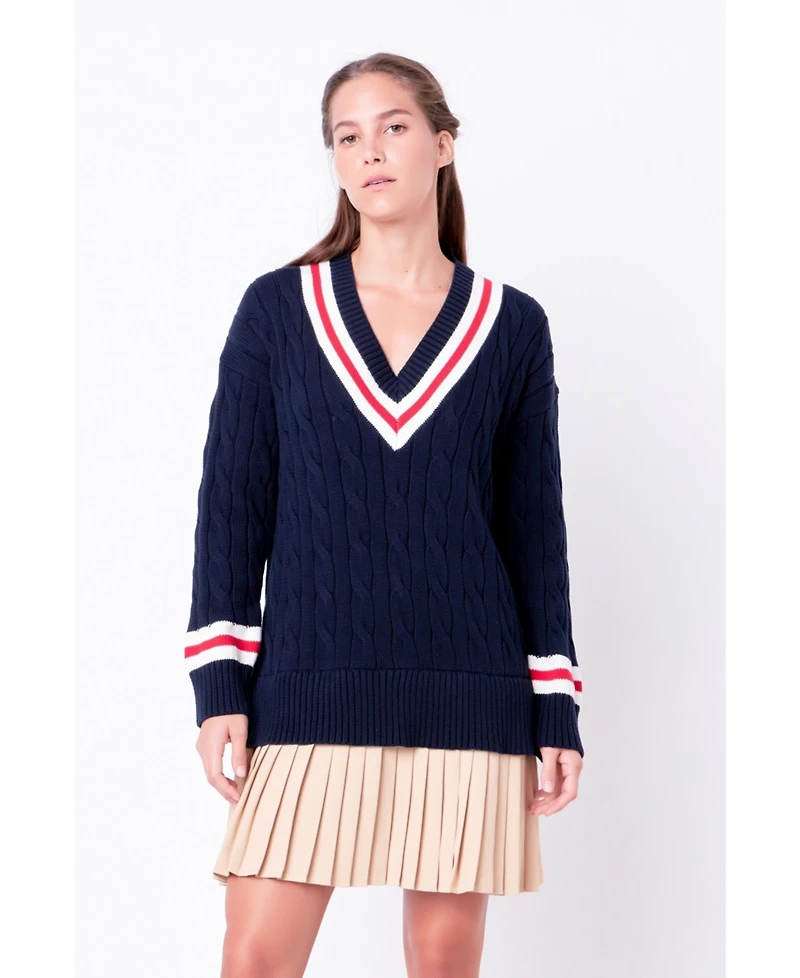 Women's Cable Knit Pleated Sweater Dress