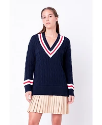 Women's Cable Knit Pleated Sweater Dress