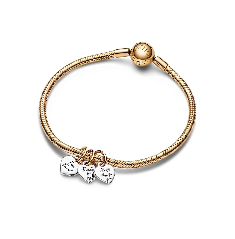 Pandora Sterling Silver Two-Tone Splitable Friendship Triple Dangle Charm