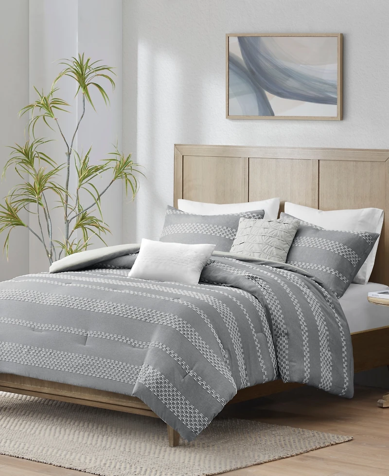 Madison Park Drew Clipped Jacquard 5-Pc. Comforter Set