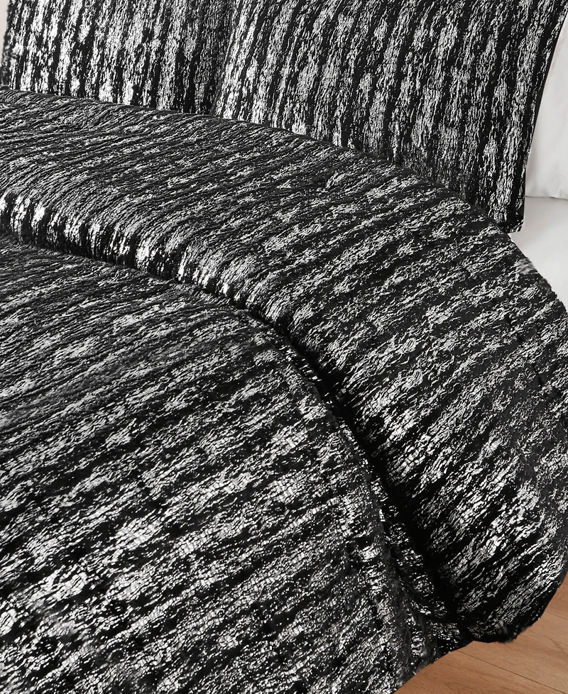Intelligent Design Naomi Metallic Print Faux Fur 2 Piece Duvet Cover Set, Twin/Twin Xl