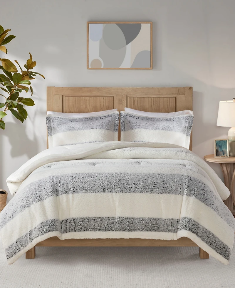 Madison Park Hollis Sherpa 3-Piece Comforter Set, Full/Queen