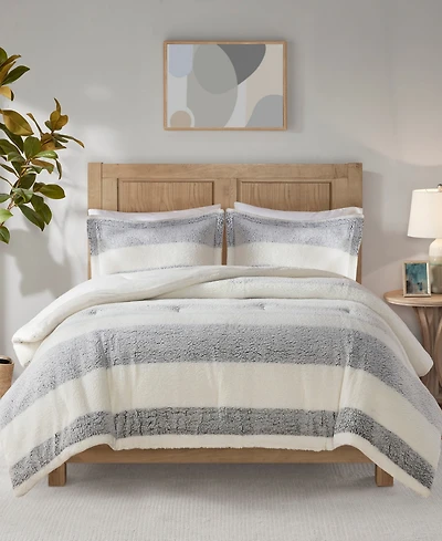 Madison Park Hollis Sherpa 3-Piece Comforter Set, Full/Queen
