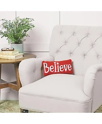 6" x 12" Believe Hooked Petite Christmas Holiday Pillow