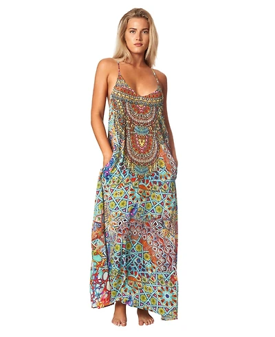 La Moda Clothing Women's Scoop neck T-back Maxi Dress