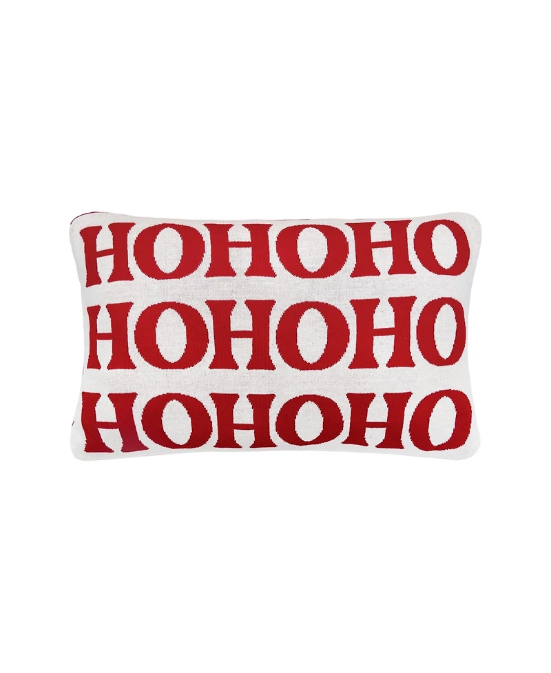 14" x 22" Ho Ho Ho Reversible Knitted Christmas Throw Pillow
