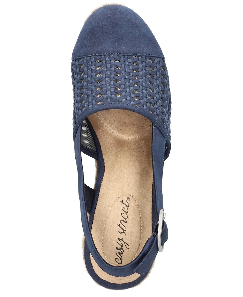 Easy Street Women's Taffy Buckle Slingback Espadrille Wedges