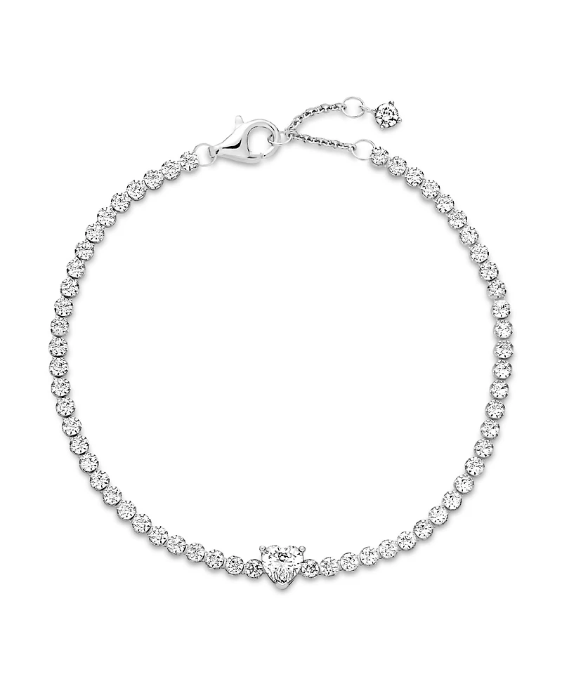 Pandora Cubic Zirconia Sparkling Heart Tennis Bracelet