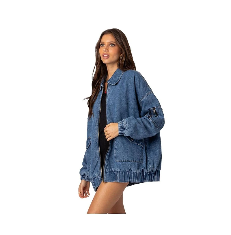 Edikted Women's Sophie oversized washed denim jacket