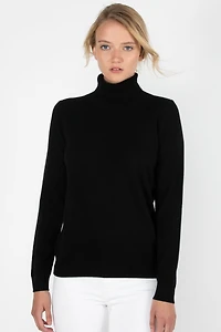 Jennie Liu Women's 100% Pure Cashmere Long Sleeve Turtleneck Pullover Sweater