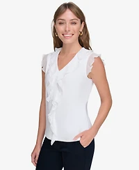 Tommy Hilfiger Women's Ruffled Mixed-Media Top