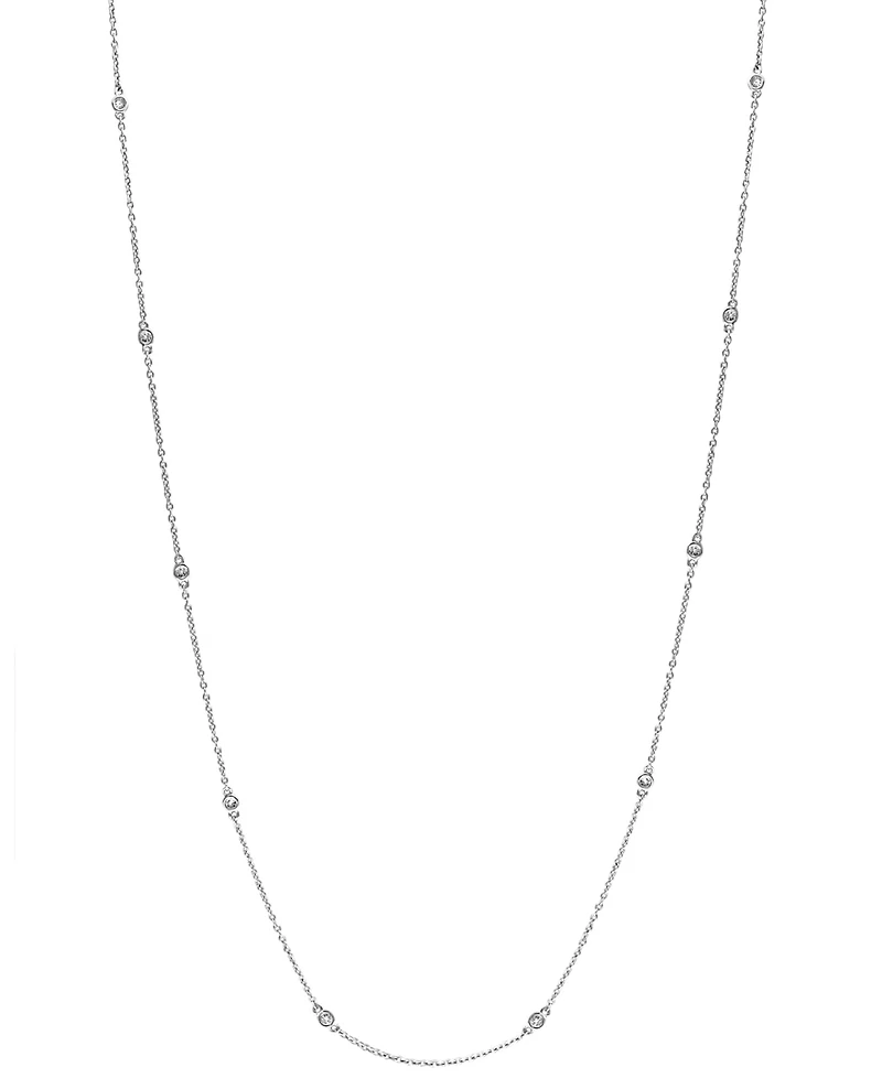 Effy Diamond Bezel Station 18" Collar Necklace (1/6 ct. t.w.) in Sterling Silver