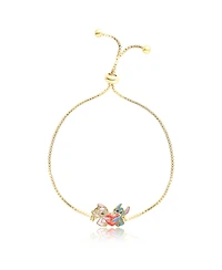 Disney Stitch and Angel Heart Lariat Bracelet - 18kt Gold Plated Adjustable Stitch Bracelet, Officially Licensed