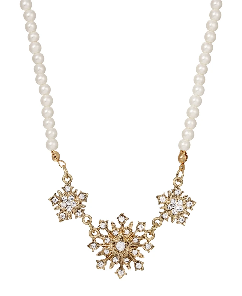 2028 Imitation Pearl Crystal Starburst Collar Necklace