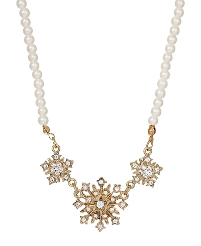2028 Imitation Pearl Crystal Starburst Collar Necklace
