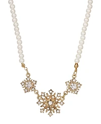 2028 Imitation Pearl Crystal Starburst Collar Necklace