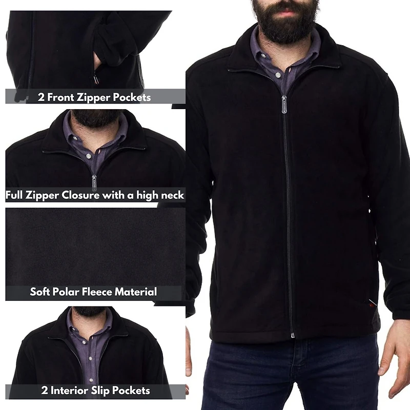 Alpine Swiss Trent Mens Full Zip Up Fleece Jacket Soft Casual Warm Zipper Coat