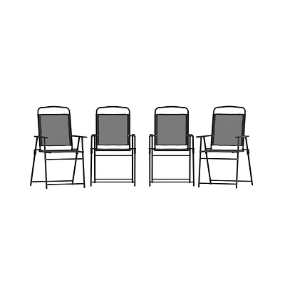 Munroe Set Of 4 Textilene Folding Sling Style Patio Chairs With Armrests