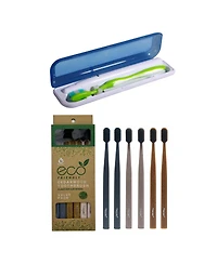 Pursonic 100% Eco-friendly Cedarwood Toothbrushes (6 Pack) & Portable Uv Toothbrush Sanitizer