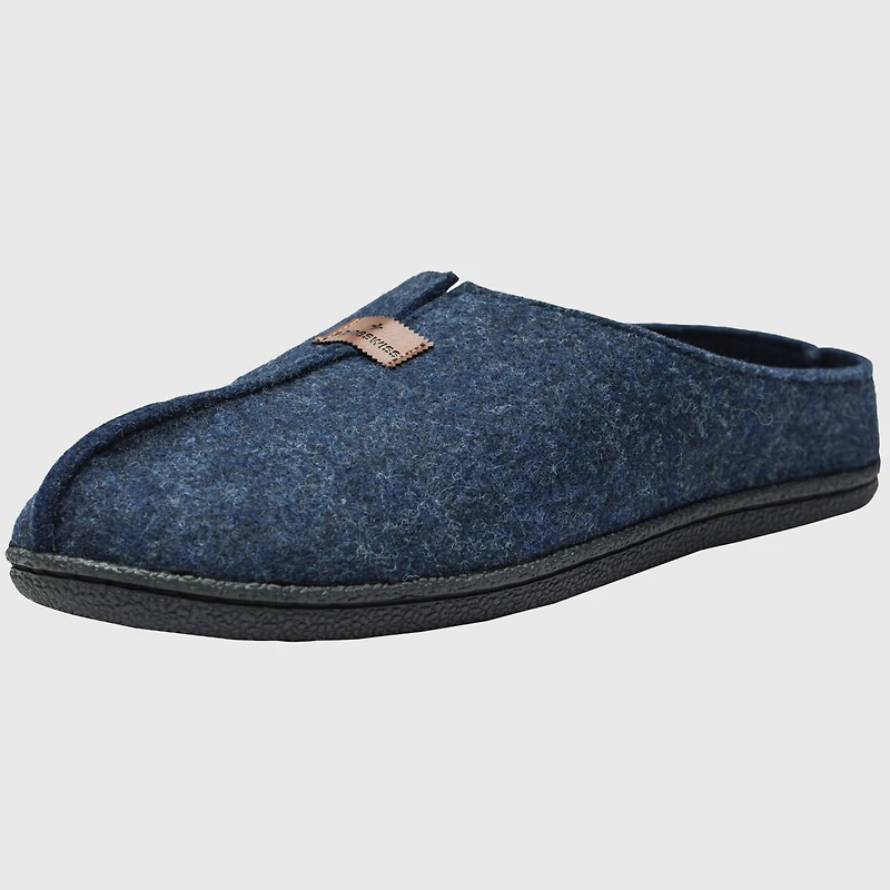 Alpine Swiss Mens Felt Faux Wool Clog Slippers Comfortable Cushion House Shoes